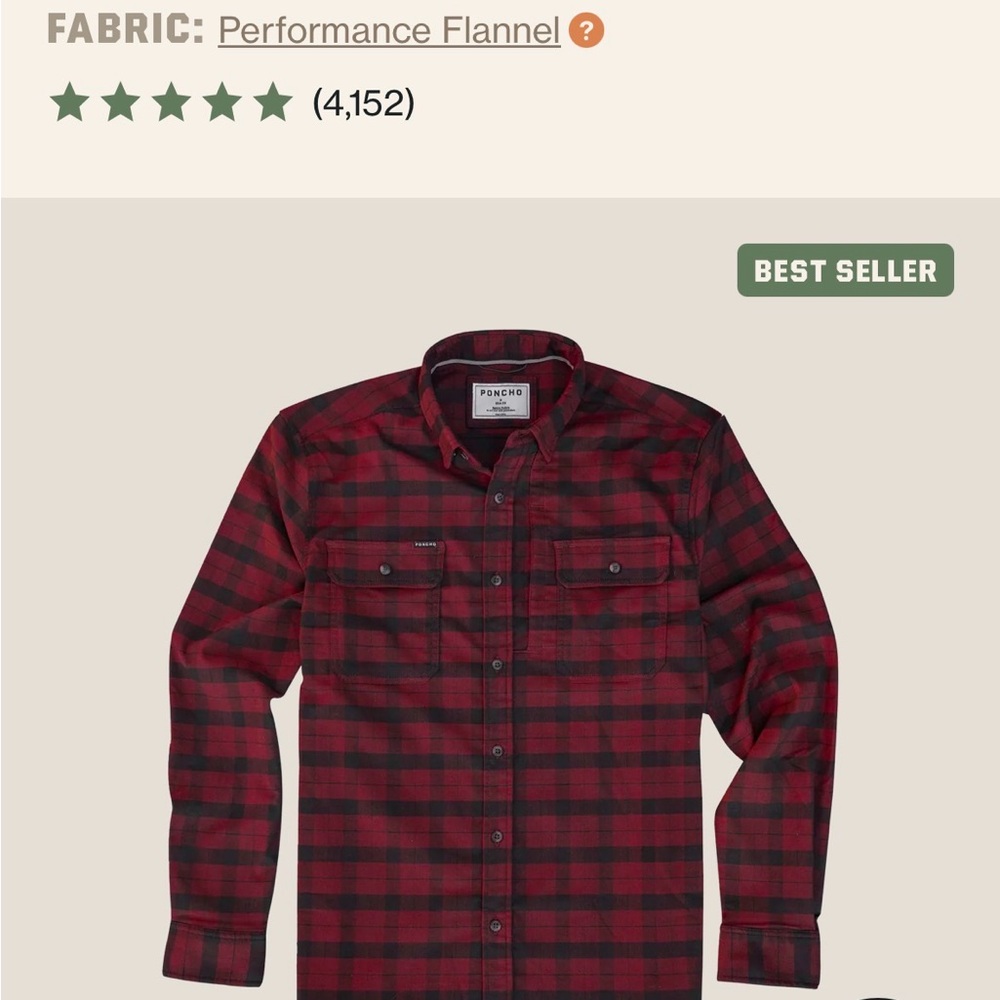 Poncho Dark Red and Black Plaid Shirt - Picture 3 of 4